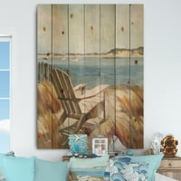 Jedinstvena obalna stolica Rela Beach Nautical on Natural Pine Wood Art Print, 36 46