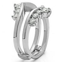 10K Čvrsto zlato briljantni moissanite Chevron stil prstena s okruglim kamenjem