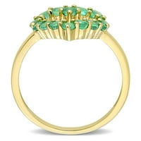 Ženski smaragdni prsten od 10k žutog zlata od 10k otvorenog srca