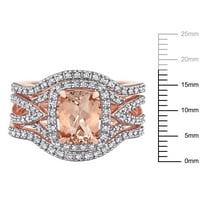 Miabella ženski morganit i dijamant 10kt ružičasto zlato 3-komad Halo Split Shidal Ring Set