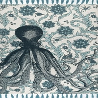 Pamučna prostirka za trkače s printom divovska Hobotnica, 2' 86', boja morskog vala