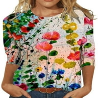 Ženska majica s printom u donjem rublju majica s okruglim vratom s cvjetnim printom tunika s dugim rukavima Bluza