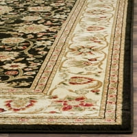 Tradicionalni cvjetni tepih s cvjetnim uzorkom, Crna slonovača, 2'3 14'