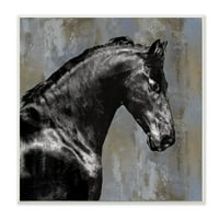 Stupell Industries Crni stadion konj portret životinjski dizajn zidna ploča od strane melonie miller