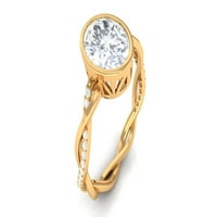 Ženski zaručnički prsten od Moissanite ovalnog kroja sa zlatnom pletenicom, 14k žuto zlato, 3,00 USD