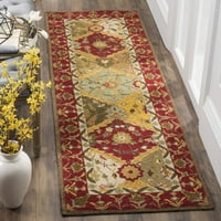 Jednostavan za čišćenje tepih s cvjetnim obrubom, raznobojna crvena, 2' 3'