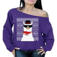 Nespretni stilovi, ružna božićna Trenirka s ramena, Božićni džemper s Lamom
