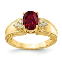 8-karatni prsten od rubina i dijamanta u obliku ovalnog žutog zlata izrađen od netaknutog zlata