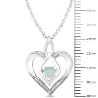 Sterling Silver simuliran Opal i dijamantski privjesak za modnu modnu ogrlicu, 18