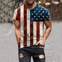 Muške majice s printom američke zastave na Dan neovisnosti, Okrugli vrat, široka majica kratkih rukava
