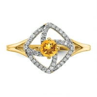 Prvobitno zlato karat žuto zlato dijamant i citrinski kvadratni prsten