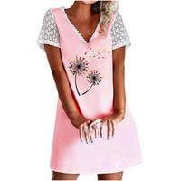 Poslovna ležerna haljina za žene s cvjetnim printom, haljina s kratkim rukavima S cvjetnim printom u obliku slova a, boho haljina,
