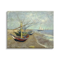 Stupell Industries ribarski brodovi na plaži Saintes Maries Vincent Van Gogh Slikarstvo slikanja galerija zamotana platna za tisak