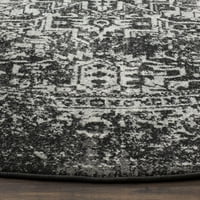 Tradicionalni otrcani tepih, u Crnoj i sivoj boji, 6'7 6'7 Okrugli