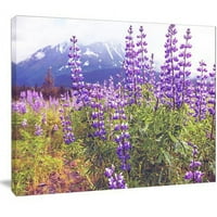 Dizajnerska umjetnost livada na Aljasci s ljubičastim cvjetovima ispis fotografija na omotanom platnu