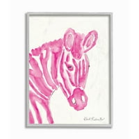 Stupell Industries Kid's akvarel zebre portret ružičaste pruge zoološkog zoološkog zida Umjetni dizajn zida Kait Roberts, 11 14