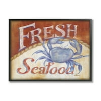 Stupell Industries Fresh Seafood Blue Crab Graphic Art Black Framed Art Print Wall Art, 16x20