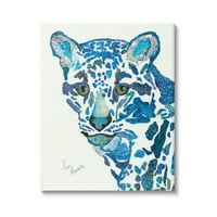 Stupell Industries Oblaka leoparda Kolagirani plavi uzorci Galerija slikanja divljih životinja omotana platna Umjetnost tiska, dizajn