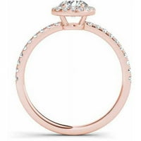 Carat T.W. Dijamantni pojedinačni halo 14KT zaručnički prsten od ružičastih zlata