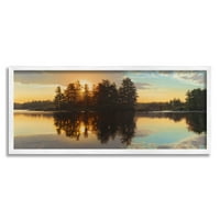 Stupell Industries Island Lake Pejzaž Sunset Pejzažna fotografija Bijela uokvirena umjetnička print zidna umjetnost