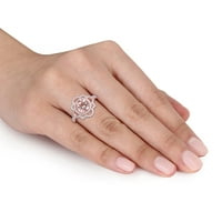 Miabella Women's 1- Carat Morganite i Carat Diamond 14KT cvjetni koktel prsten od ruže zlata