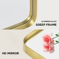 Kupaonsko ogledalo u metalnom okviru, pravokutno zidno ogledalo za ispraznost, zlato 26 34
