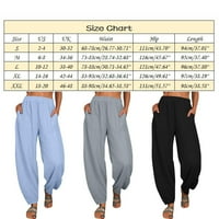 hlače za žene, ženske casual obične hlače s labavim džepovima, hlače s elastičnim strukom, duge hlače, siva + inča