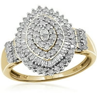 Jewelersclub Bijeli dijamantski karatni prsten s 14K zlatom preko srebra za žene i djevojke