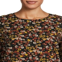 Mini haljina s cvjetnim printom s dugim rukavima