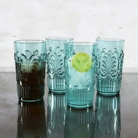 Zelena Akrilna čaša s teksturiranim dizajnom, set od 4 čaše od 22 oz
