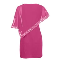 Ljetne haljine za žene mini kratkih rukava za slobodno vrijeme, pripijena jednobojna haljina s okruglim vratom, ružičasta 4 inča
