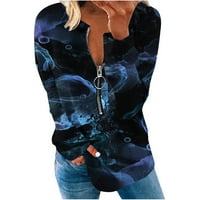 Zapadnjački topovi za dame labava tunika ženska jesenska Moda Modni pulover s okruglim vratom s patentnim zatvaračem Plus size majice