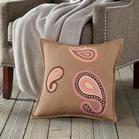 20 20 ružičasti i narančasti jastuk za bacanje od Burlapa s aplikacijom Paisle