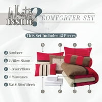 Elegantna udobnost od 12 komada kreveta u bag, Cirena Microsuede Comforter kolekcija sa 6-komadnom setom lista, pametnim džepovima