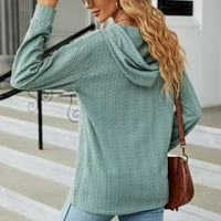 Dukserice za žene Plus veličine dugih rukava s kravatom u boji u boji modna ležerna bluza s kapuljačom i džepom pulover majice džempera