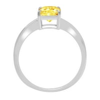Prsten od bijelog zlata od 14 karata s imitacijom žutog dijamanta sjajnog reza od 2 karata od 6,75 inča