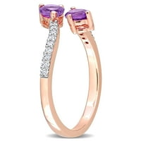 Carat T.G.W. Ametist i Carat Diamond 10kt ružičasti zlatni prsten