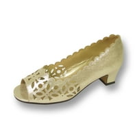 Irene široka širina širine otvorenih nožnih prstiju perforirani vanjski dizajn na cipelama zlato 7
