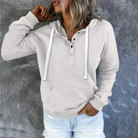 Ženski pulover s kapuljačom s četvrtinom na kopčanje, dugi rukav, jednodijelni džep, majica s kapuljačom, džemperi, Gornji dijelovi