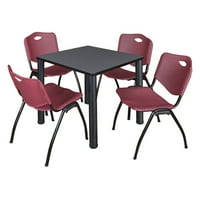 Kvadratni stol za odmor od 48 - Chrome siva i sklopive stolice mumbo - siva