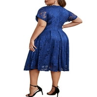 Ženska čipkasta banketna haljina veličine koljena s velikim ljuljačkama