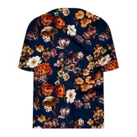 Majice za žene, modne Ležerne majice plus veličine s izrezom u obliku slova u obliku slova U i slikovitim cvjetnim printom, vrhovi