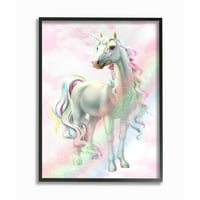 Stupell Industries Unicorn Rainbow Clouds Pink Fantasy Fantasy Fantasy Framed Wall Art Design by Ziwei Li, 16 20
