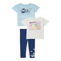 Baby yoda djevojke majice kratkih rukava i gamaša za odjeću, 3-komad, veličine 4-16