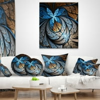 DesignArt plavo smeđi uzorak fraktalnog cvijeća - jastuk cvjetnog bacanja - 12x20