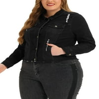 Jedinstvene ponude ženske plus veličine oprane prednjim složenim klasičnim traper jaknama