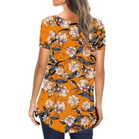 Ženske košulje, ženski široki gornji dio kratkih rukava, Plus size casual tunika, narančasta;
