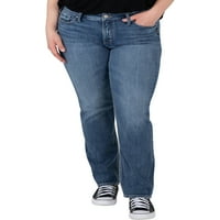 Silver Jeans Co. Ženske plus veličine Elyse Mid Rise Straight Nog Traperice
