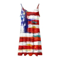 Ženska ljetna haljina za Dan neovisnosti SAD-a u srpnju, boho sarafan s printom, Ležerne haljine s okruglim vratom za žene
