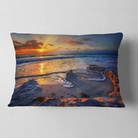 Dizajnirati prekrasna morska obala sa žutim suncem - jastuk za bacanje morske obale - 12x20